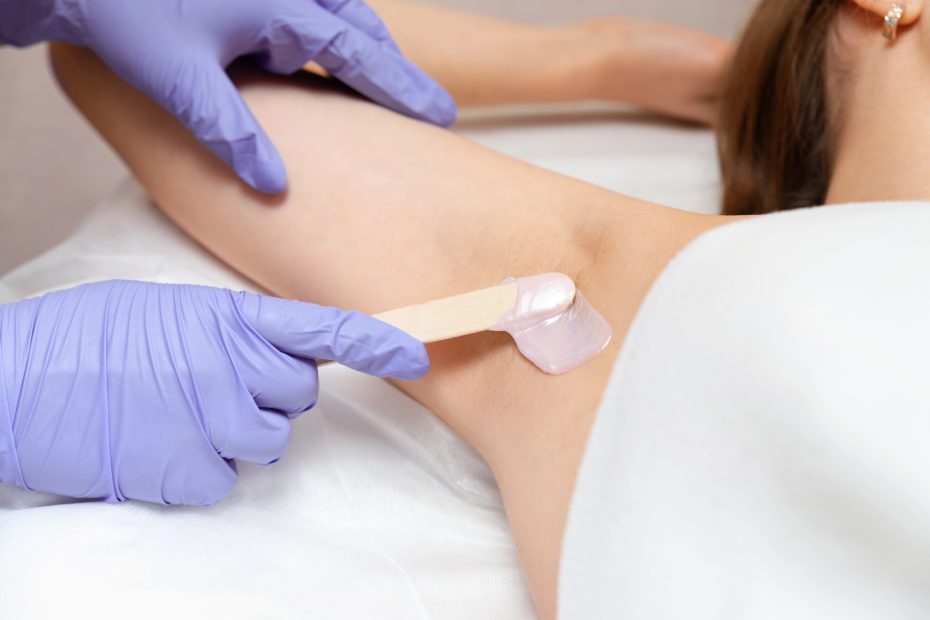 Person getting their underams waxed at Linde Esthetics and Wellness Studio